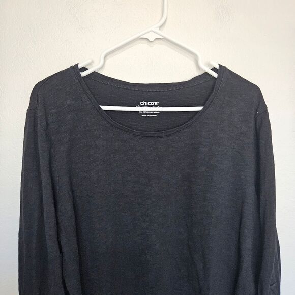Chicos | Ultimate Tee Modal Cotton Three-Quarter Sleeve Black Top, Womens XL 3 - Picture 5 of 7